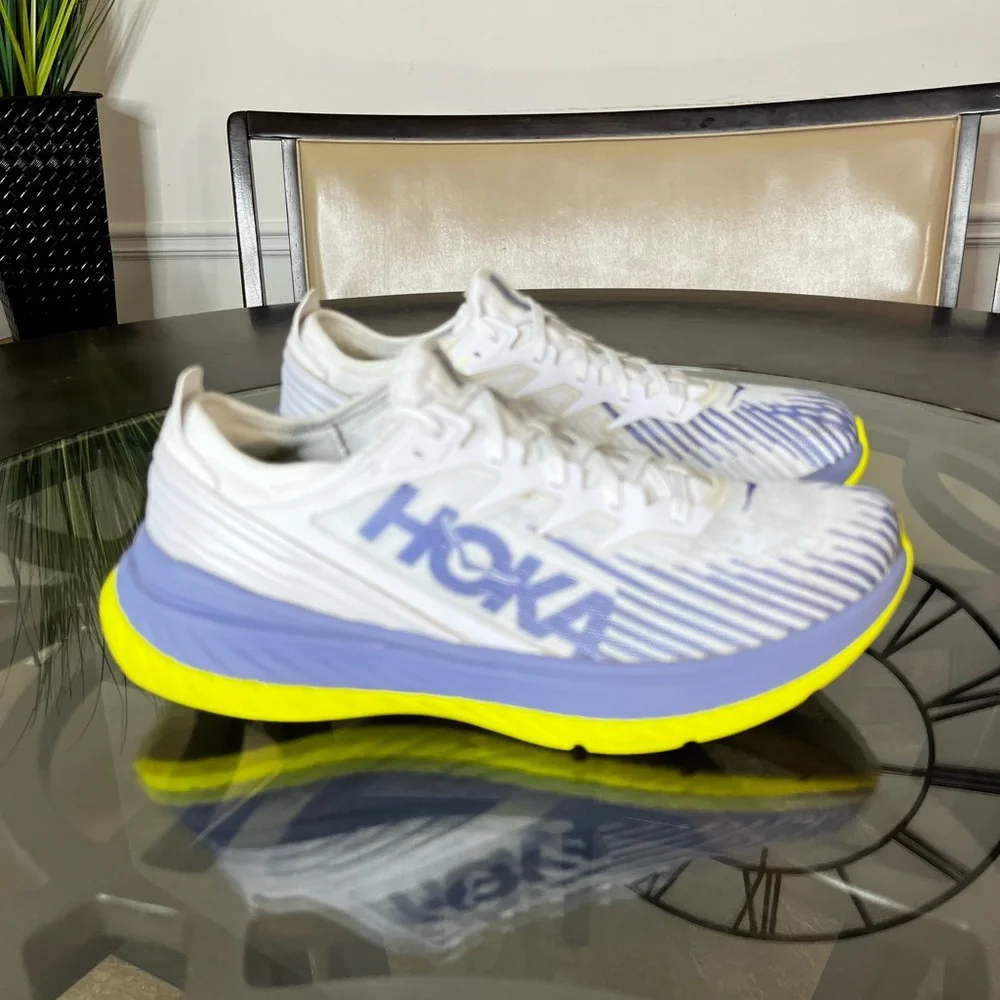 HOKA ONE ONE Carbon X-SPE Lightweight Lace-Up Sneakers White Ice Blue Sz 12.5 - Picture 2 of 5